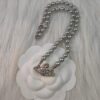 West Grandma Gray Pearl Saturn Necklace Available in Stock
