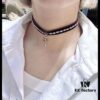 West Queen Baroque Single-Layer 3D Ribbon Necklace - Gold and Purple Beads