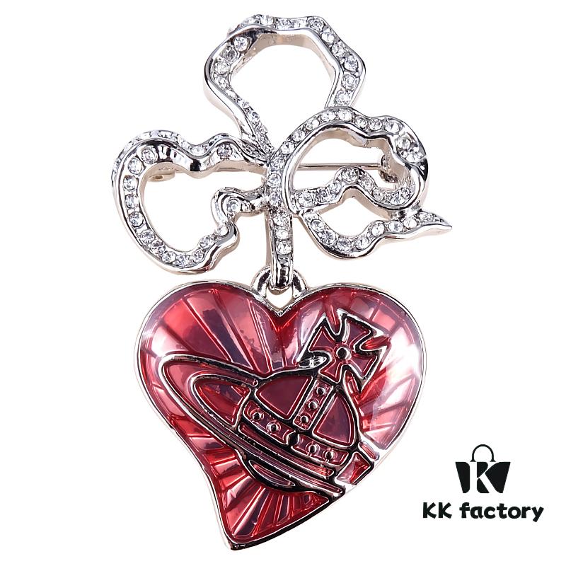 West Queen Rose Heart Brooch