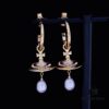 West Queen Baroque Single-Layer 3D Stud Earrings - Gold Purple Beads