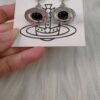 West Queen Black Glass Bead Earrings in White Gold Tone