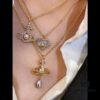 Barocco Layered Chain Necklace with Gold and Purple Beads