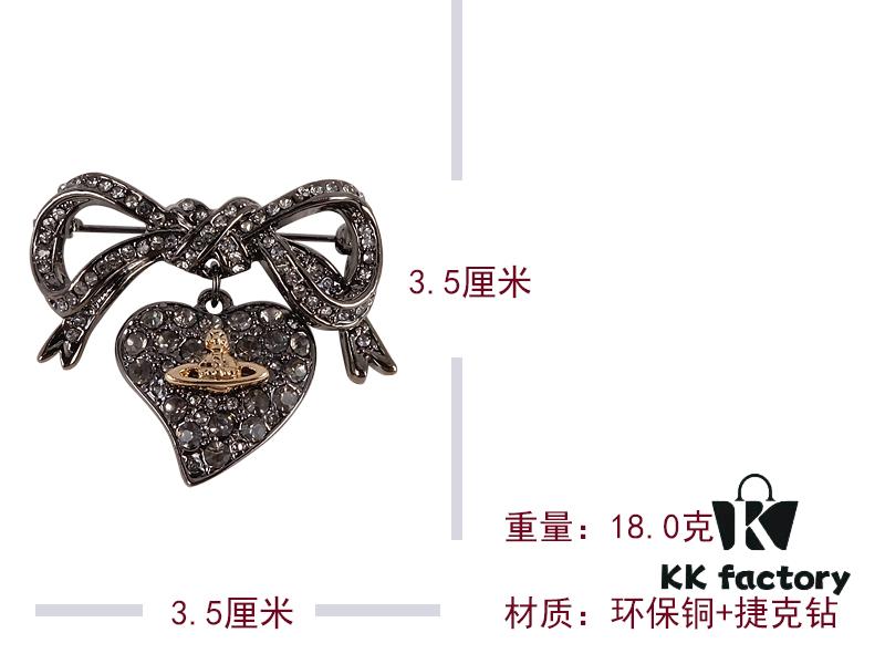 69300fe512f62673a6fac342 Vivienne Westwood Titanium Black Heart Bow Brooch