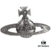 Lady Veda Large Antique Silver Carved Brooch