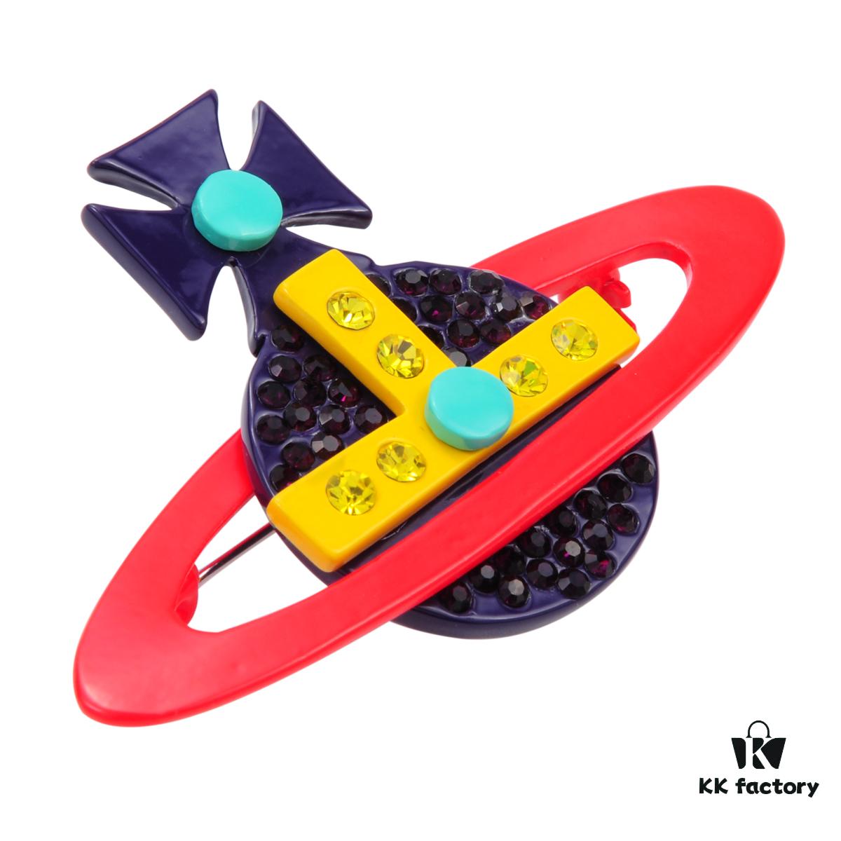 West Grandma Colorful Enamel Saturn Brooch