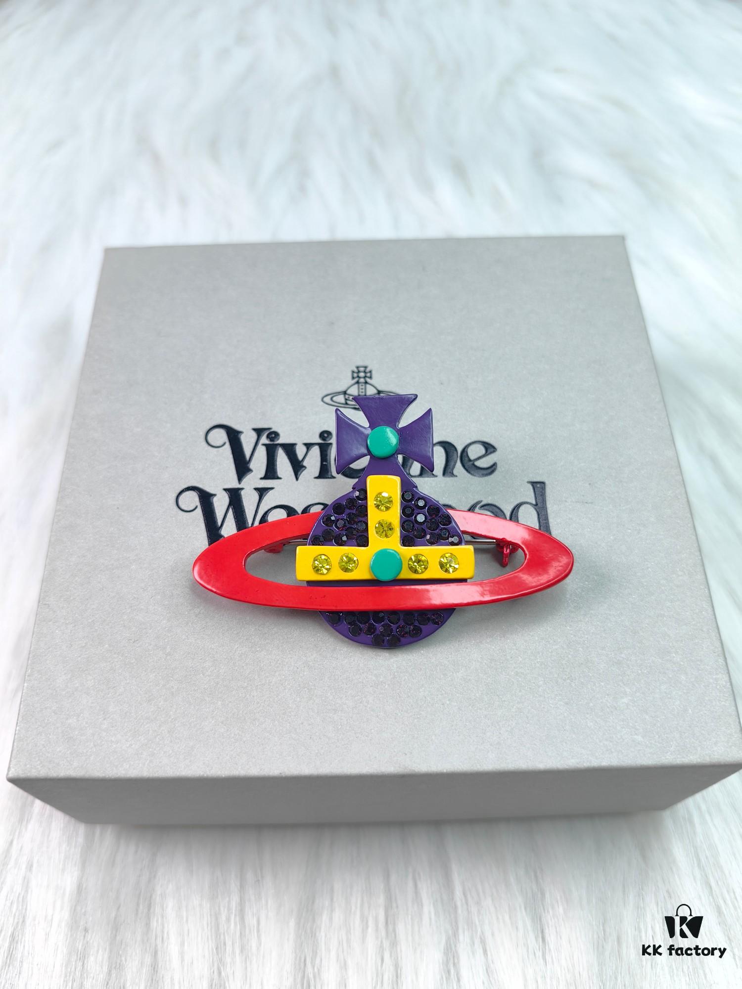 West Grandma Colorful Enamel Saturn Brooch