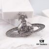 Lady Veda Large Antique Silver Carved Brooch