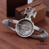 Lady Veda Large Antique Silver Carved Brooch