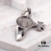 Lady Veda Large Antique Silver Carved Brooch