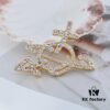 6930100712f62673a6fac375 West Queen Full Diamond Line Arrow Saturn Brooch - Gold 6*5CM