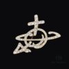 6930100712f62673a6fac376 West Queen Full Diamond Line Arrow Saturn Brooch - Gold 6*5CM