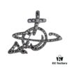 6930100912f62673a6fac37a Vivienne Westwood Rhodium-Plated Full Diamond Arrow Saturn Brooch - Titanium Black