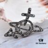 6930100a12f62673a6fac37c Vivienne Westwood Rhodium-Plated Full Diamond Arrow Saturn Brooch - Titanium Black