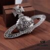 Lady Veda Large Antique Silver Carved Brooch