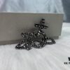 6930100c12f62673a6fac380 Vivienne Westwood Rhodium-Plated Full Diamond Arrow Saturn Brooch - Titanium Black