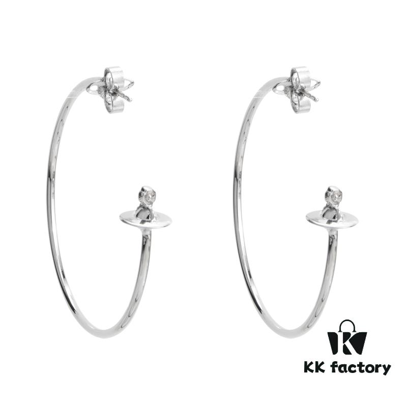 6930100e12f62673a6fac383 West Queen Large 3D Saturn Hoop Earrings 4CM Silver