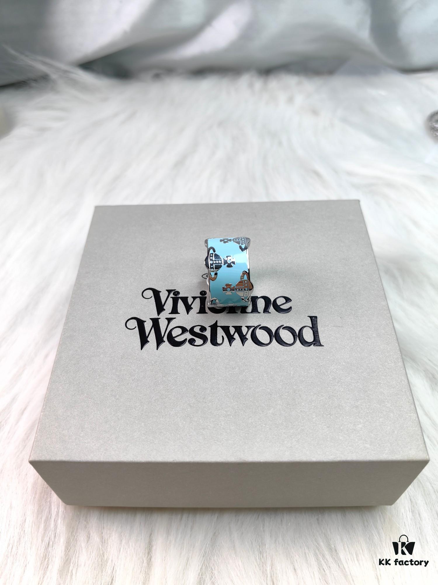 West Queen Saturn Enamel Ring - Silver Blue