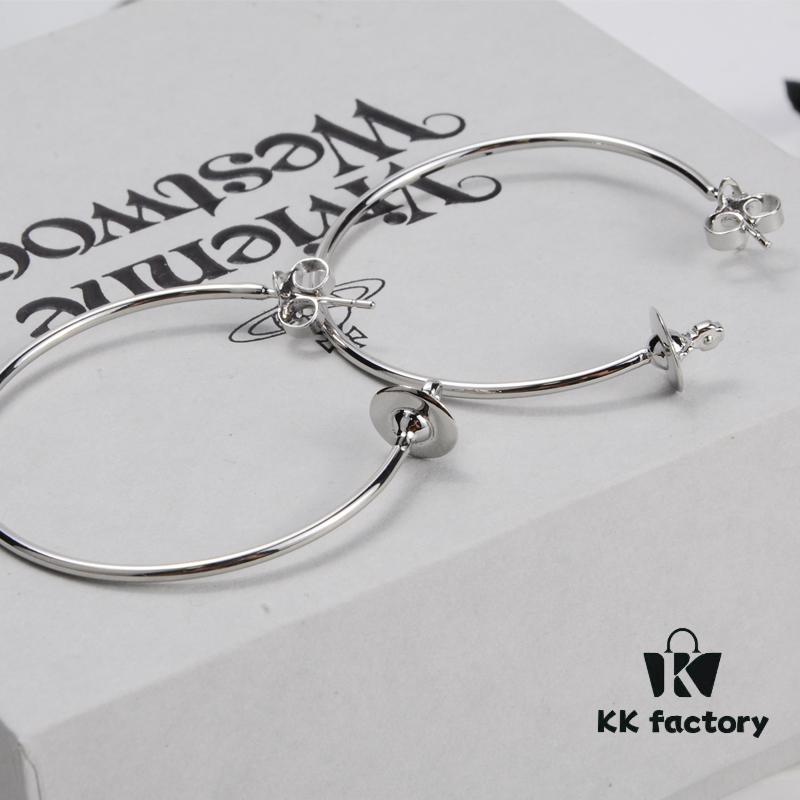 6930100f12f62673a6fac387 West Queen Large 3D Saturn Hoop Earrings 4CM Silver