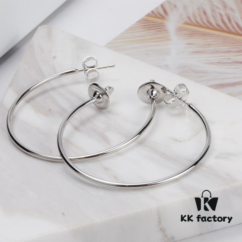 6930101112f62673a6fac389 West Queen Large 3D Saturn Hoop Earrings 4CM Silver