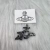 6930101212f62673a6fac38a Vivienne Westwood Rhodium-Plated Full Diamond Arrow Saturn Brooch - Titanium Black