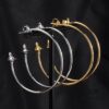 6930101212f62673a6fac38c West Queen Large 3D Saturn Hoop Earrings 4CM Silver