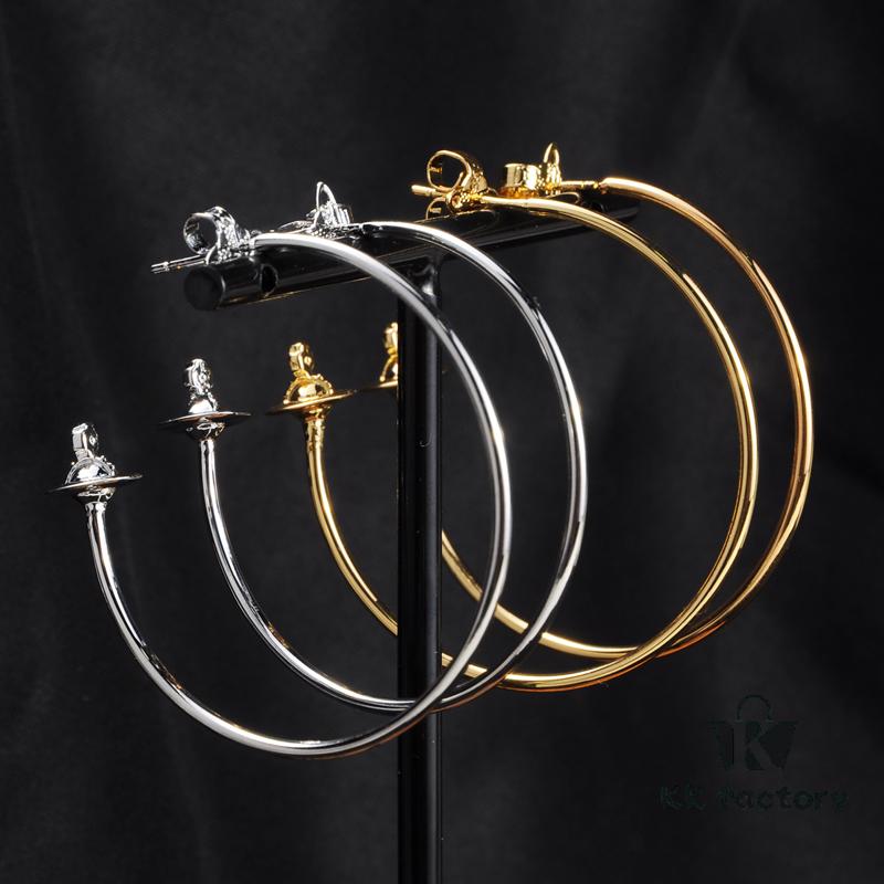 6930101212f62673a6fac38c West Queen Large 3D Saturn Hoop Earrings 4CM Silver