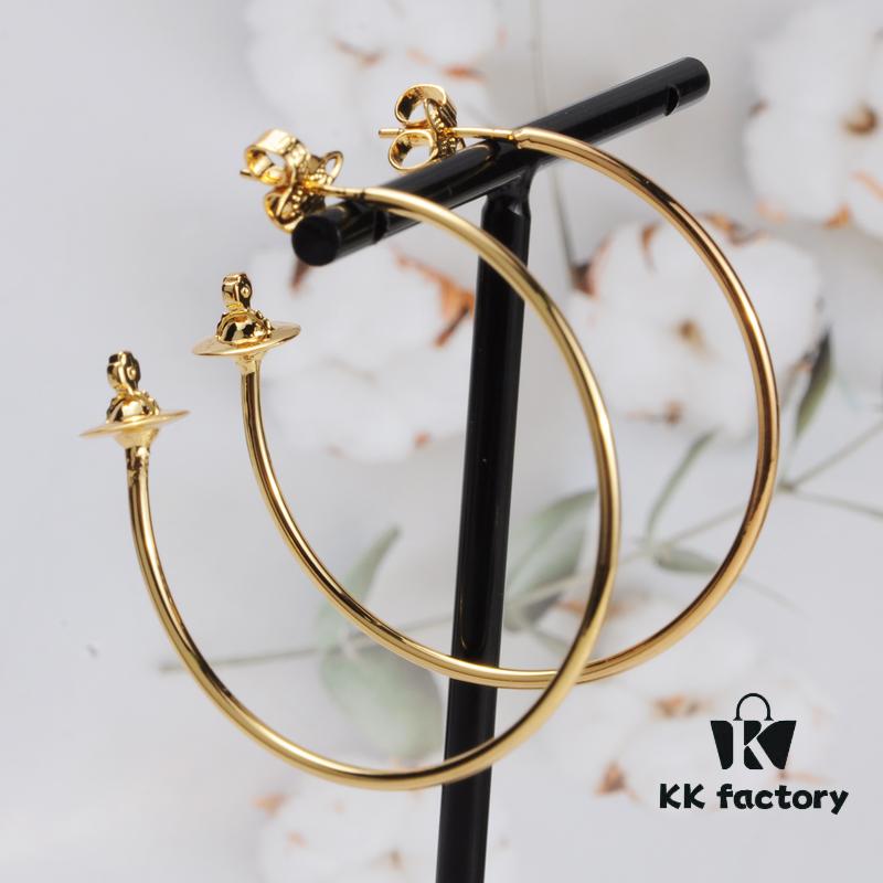 6930101712f62673a6fac396 West Imperial Large 3D Saturn Hoop Earrings 4CM Gold