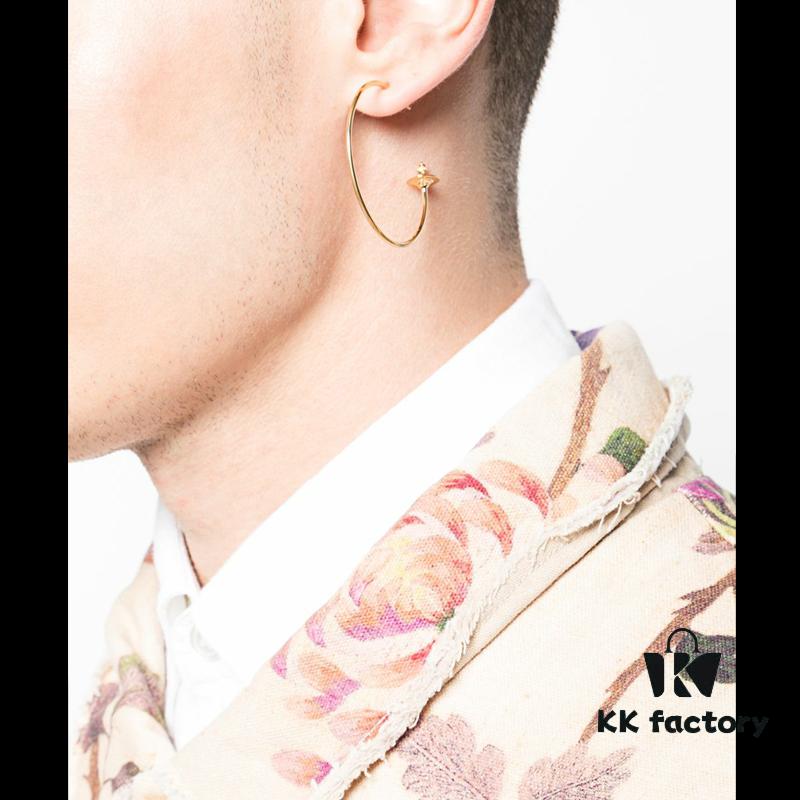 6930101912f62673a6fac39b West Imperial Large 3D Saturn Hoop Earrings 4CM Gold
