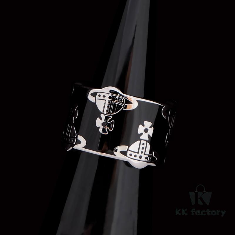 West Queen Saturn Glossy Ring - Silver Black