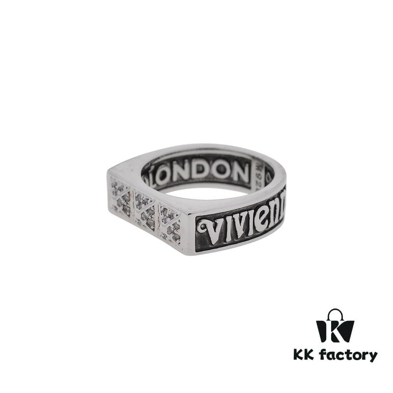 West Grandma Square Retro Letter Ring, Size 6, 7, 8