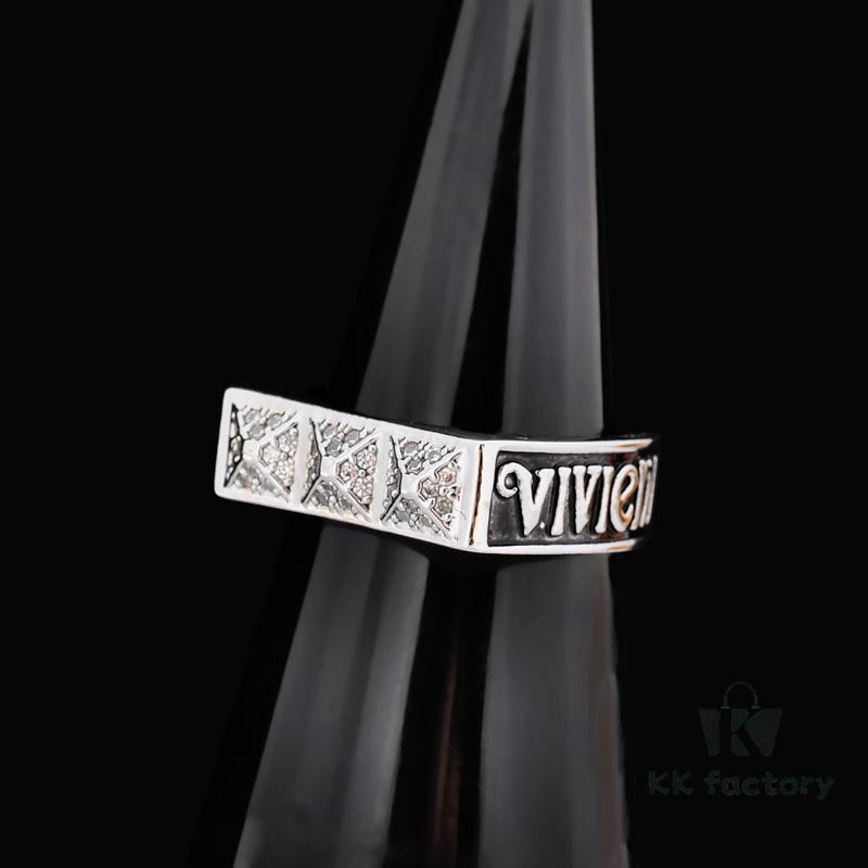 West Grandma Square Retro Letter Ring, Size 6, 7, 8