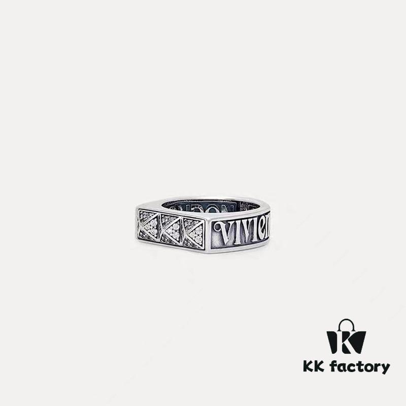 West Grandma Square Retro Letter Ring, Size 6, 7, 8