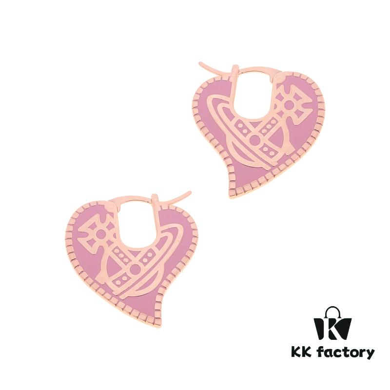 6930102c12f62673a6fac3c1 Vivienne Westwood Logo Gear Enamel Earrings - Rose Gold Pink