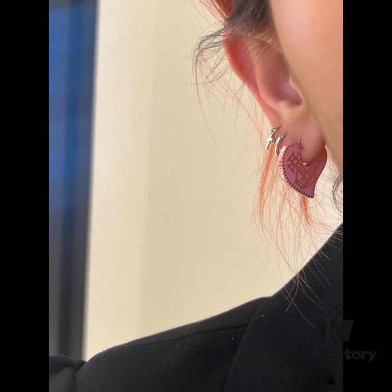 6930102e12f62673a6fac3c4 Vivienne Westwood Logo Gear Enamel Earrings - Rose Gold Pink