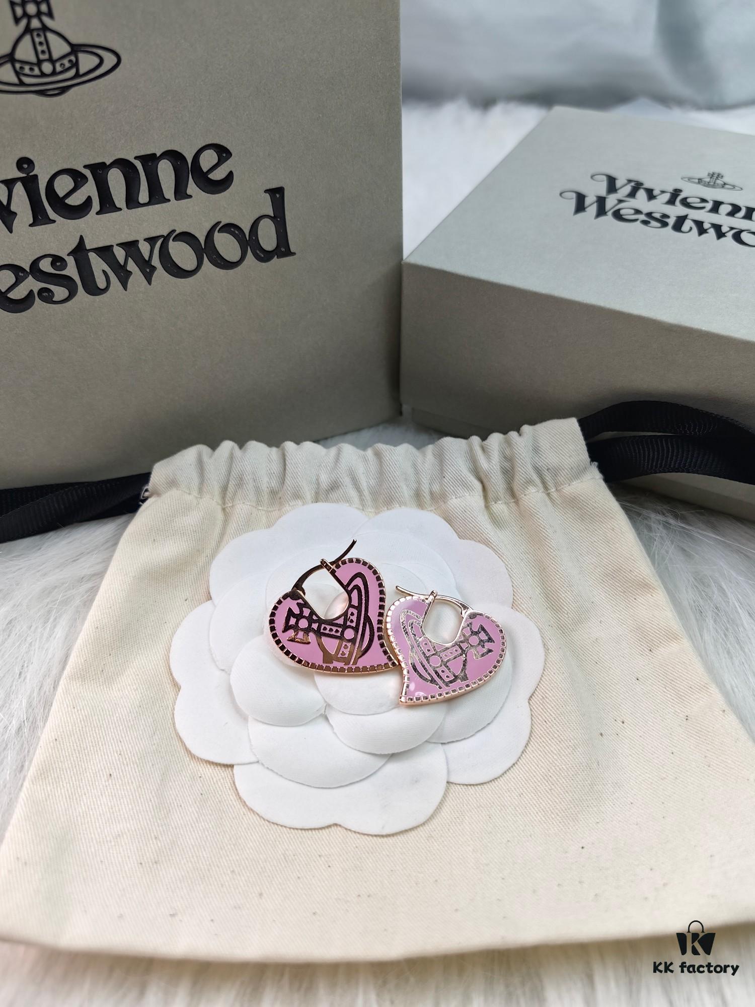 6930103212f62673a6fac3c7 Vivienne Westwood Logo Gear Enamel Earrings - Rose Gold Pink
