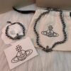 West Grandma Black Gun Color Saturn Necklace Bracelet, New Style