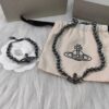 West Grandma Black Gun Color Saturn Necklace Bracelet, New Style