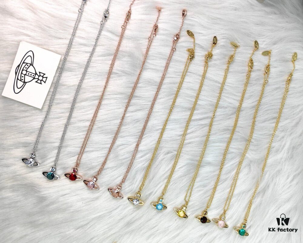 West Queen Single Diamond Necklace Colorful Series