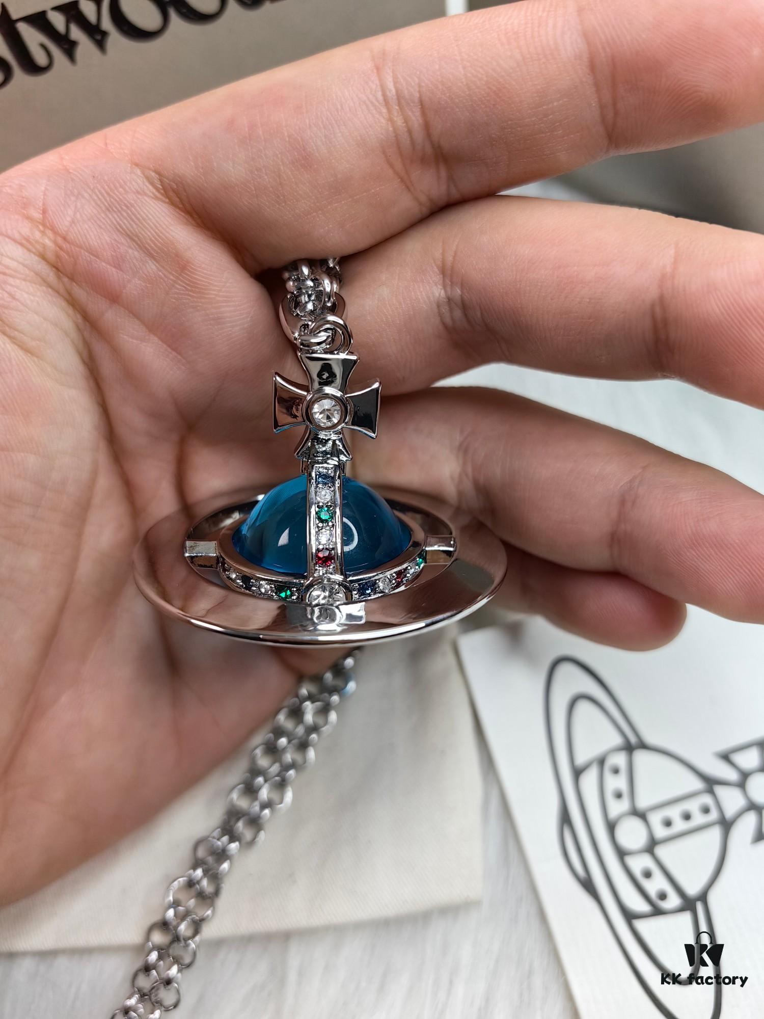 West Queen Large 3D Saturn Necklace with 20mm Bead