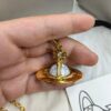 West Queen Large 3D Saturn Necklace with 20mm Bead