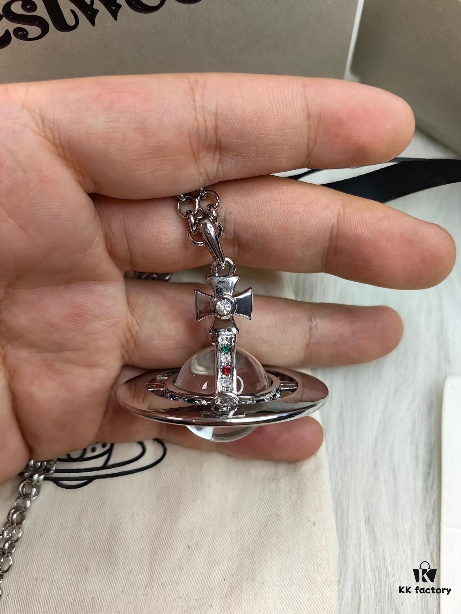 West Queen Large 3D Saturn Necklace with 20mm Bead