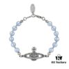 6930106112f62673a6fac408 West Grandma Classic Single-Layer Pearl Saturn Bracelet Necklace - Silver Gray Blue