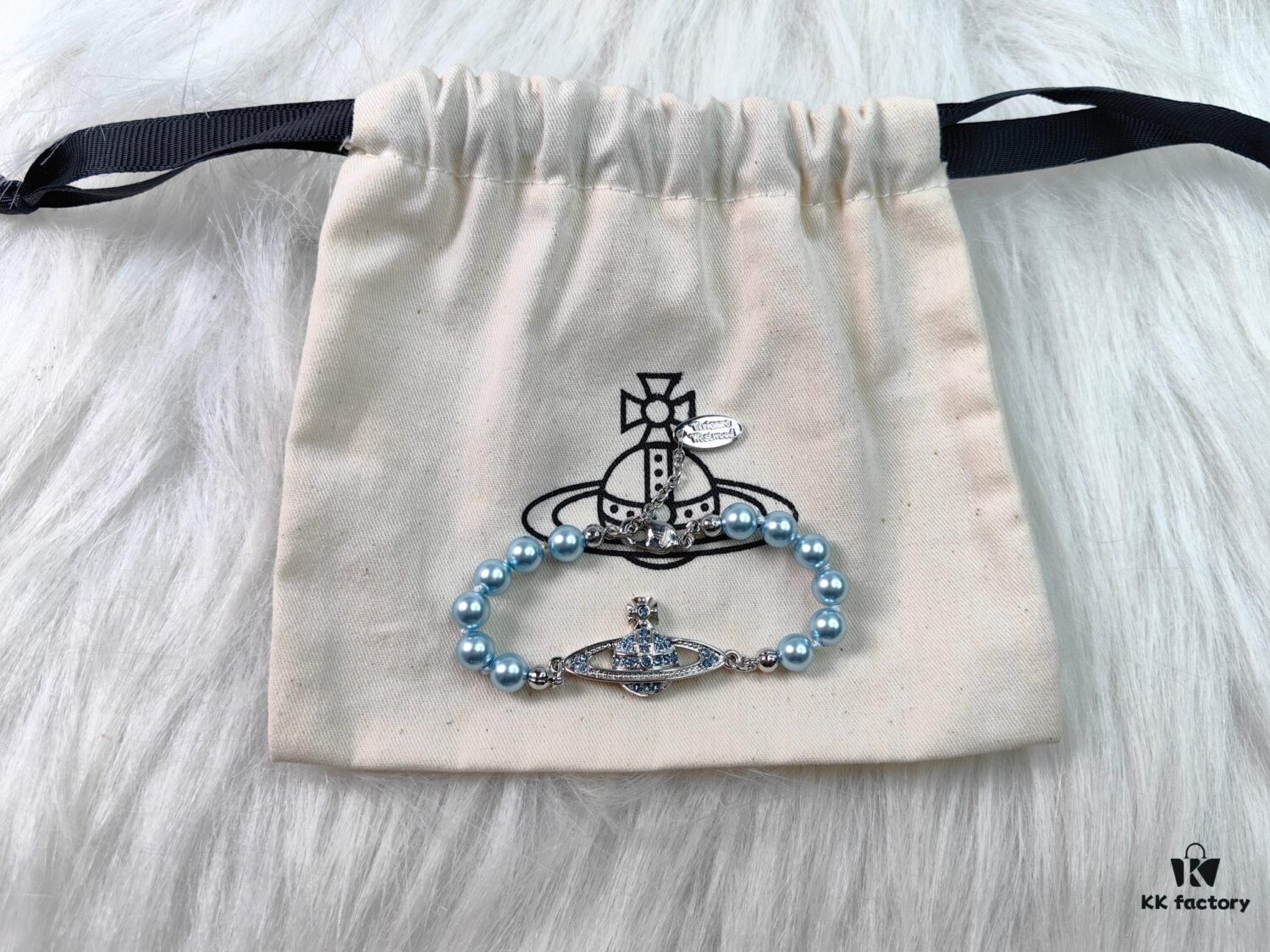 6930106712f62673a6fac411 West Grandma Classic Single-Layer Pearl Saturn Bracelet Necklace - Silver Gray Blue