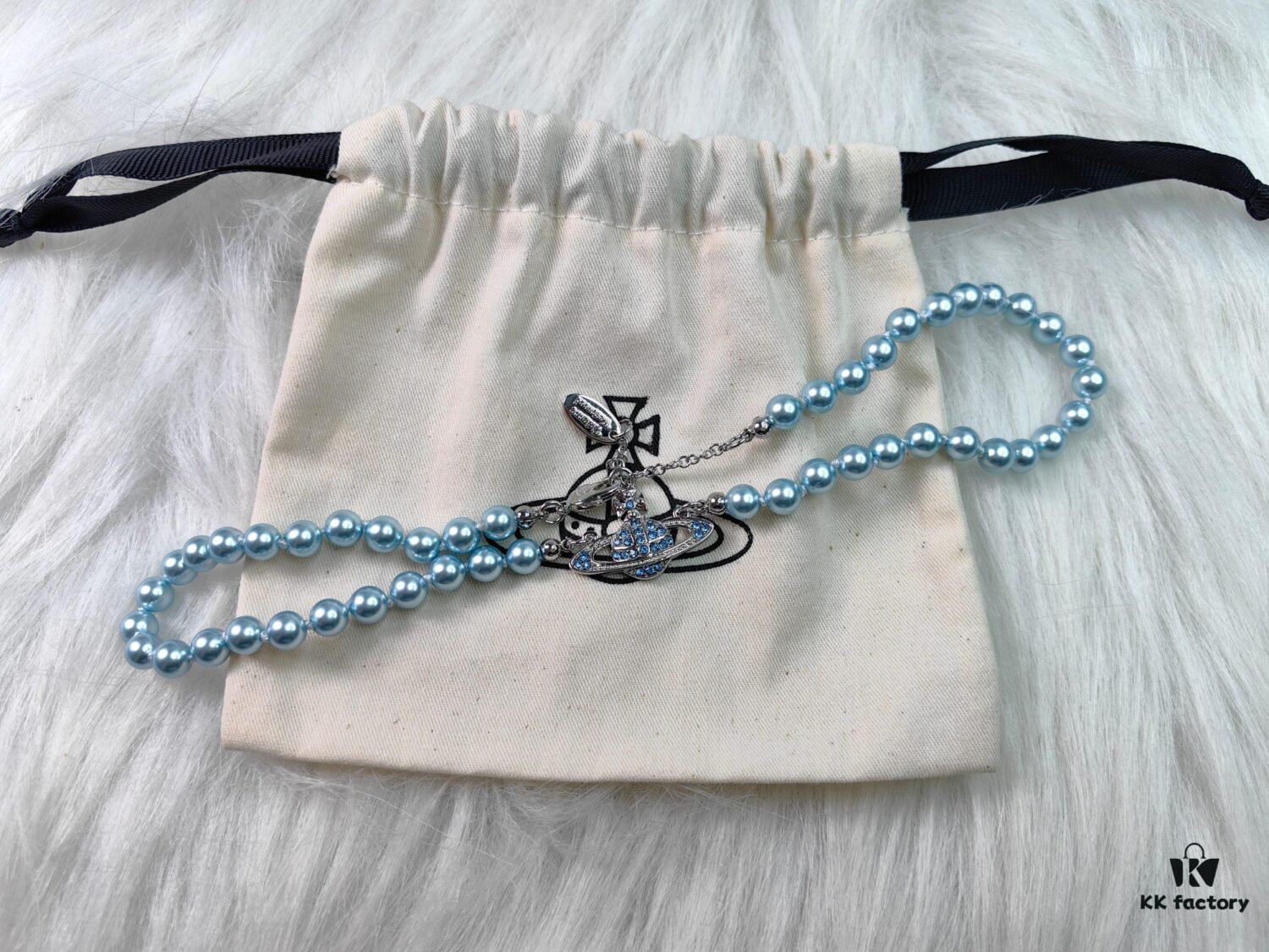 6930106d12f62673a6fac418 West Grandma Classic Single-Layer Pearl Saturn Bracelet Necklace - Silver Gray Blue