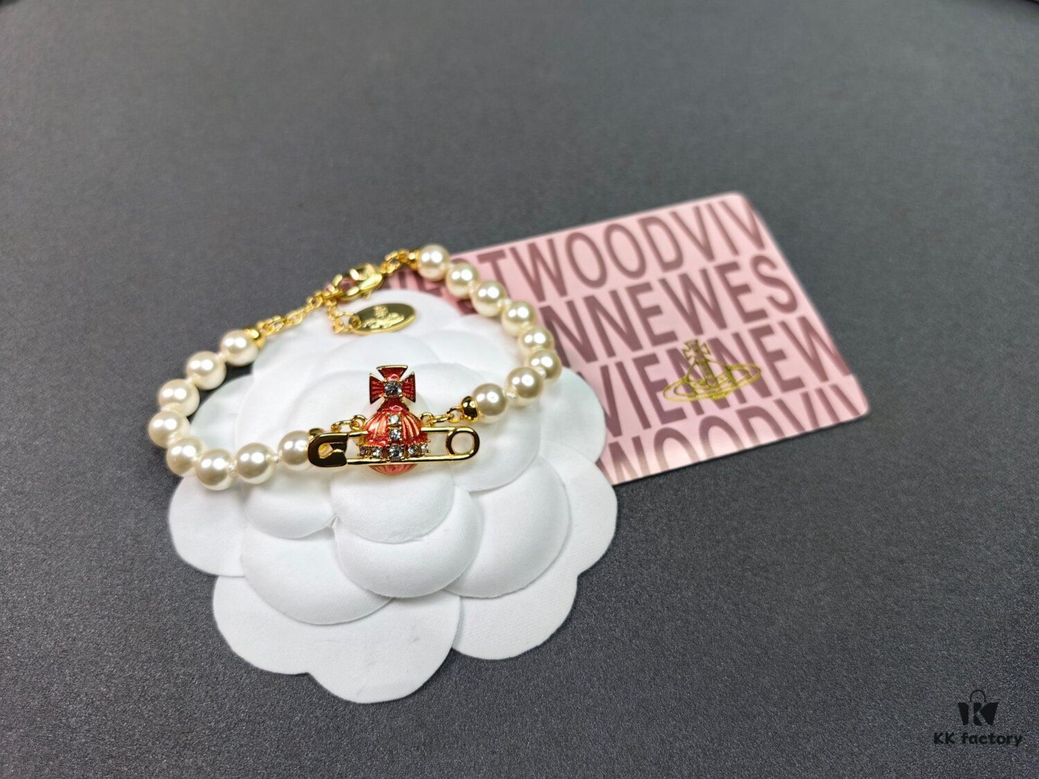 6930107212f62673a6fac41f West Queen Enamel Saturn Brooch Orange Necklace and Bracelet, Pearl Necklace and Bracelet Set
