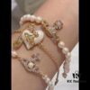 West Queen Cross Stripe Pearl Bracelet - Gold