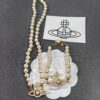 West Queen Cross Stripe Pearl Bracelet - Gold