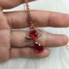 West Queen Rose Gold Deep Red Teardrop Necklace