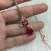 West Queen Rose Gold Deep Red Teardrop Necklace