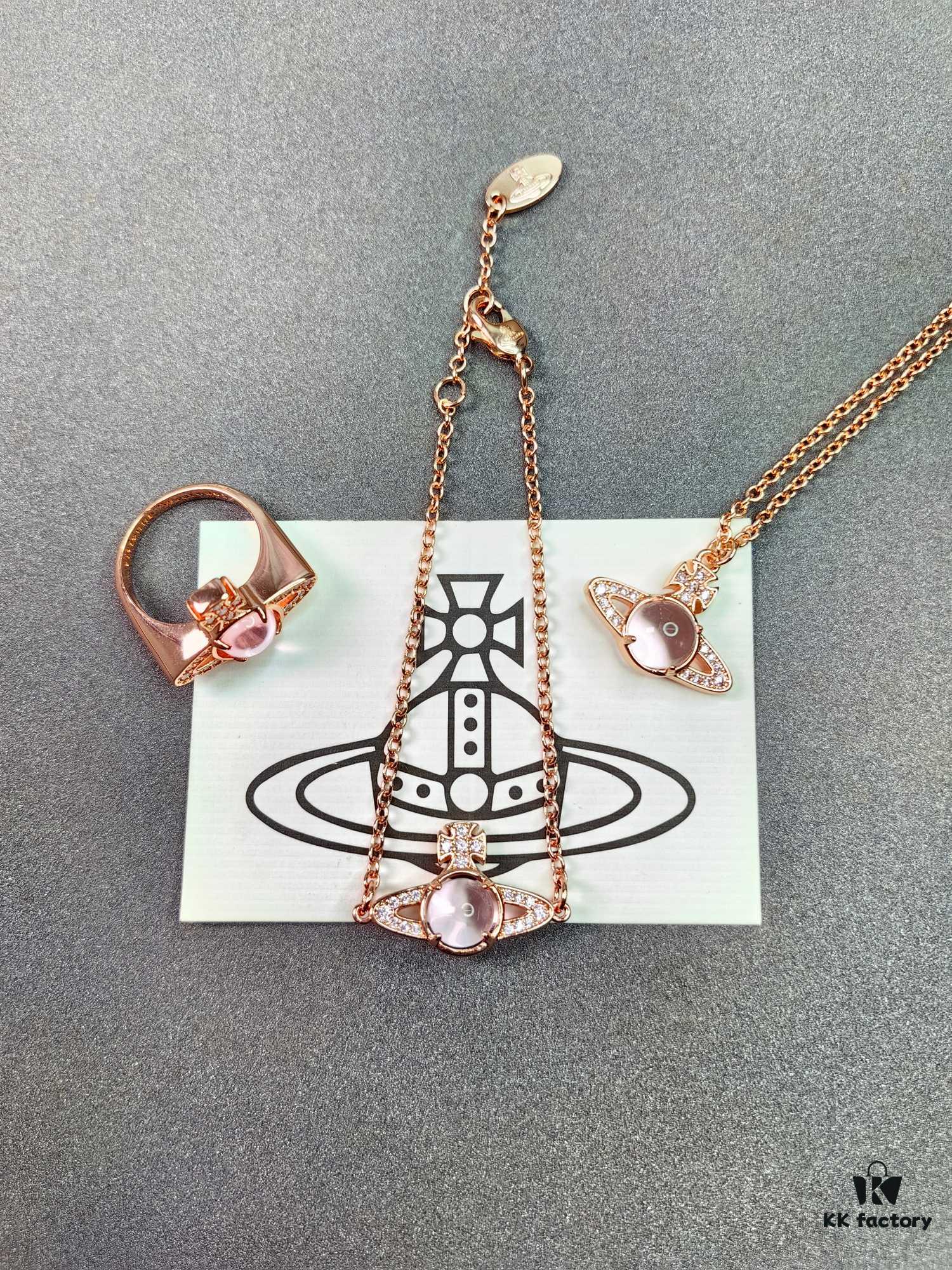 693010a612f62673a6fac456 Vivienne Westwood Pearl Pink Gold Set, Necklace Bracelet Ring